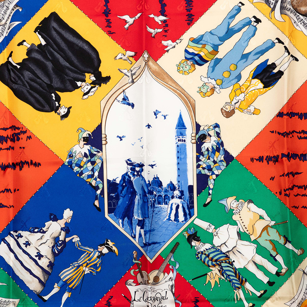 Pre-Loved Hermes Le Carnaval de Venise Silk Scarf 90 - Picture 2 of 7